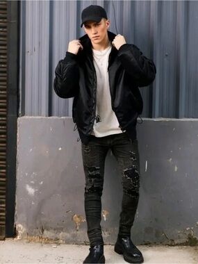Waimea Distressed Black Men's Skinny Jeans